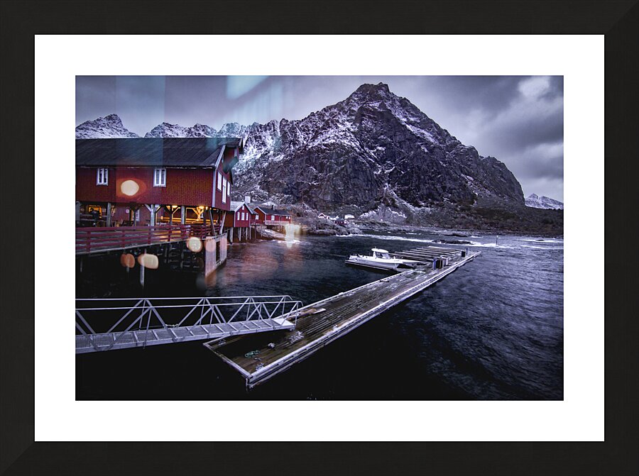 Moskenes Docks in Winter Picture Frame print