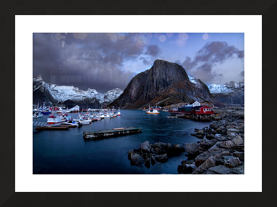 Lofoten Winter Hamnoya  Harbor Picture Frame print