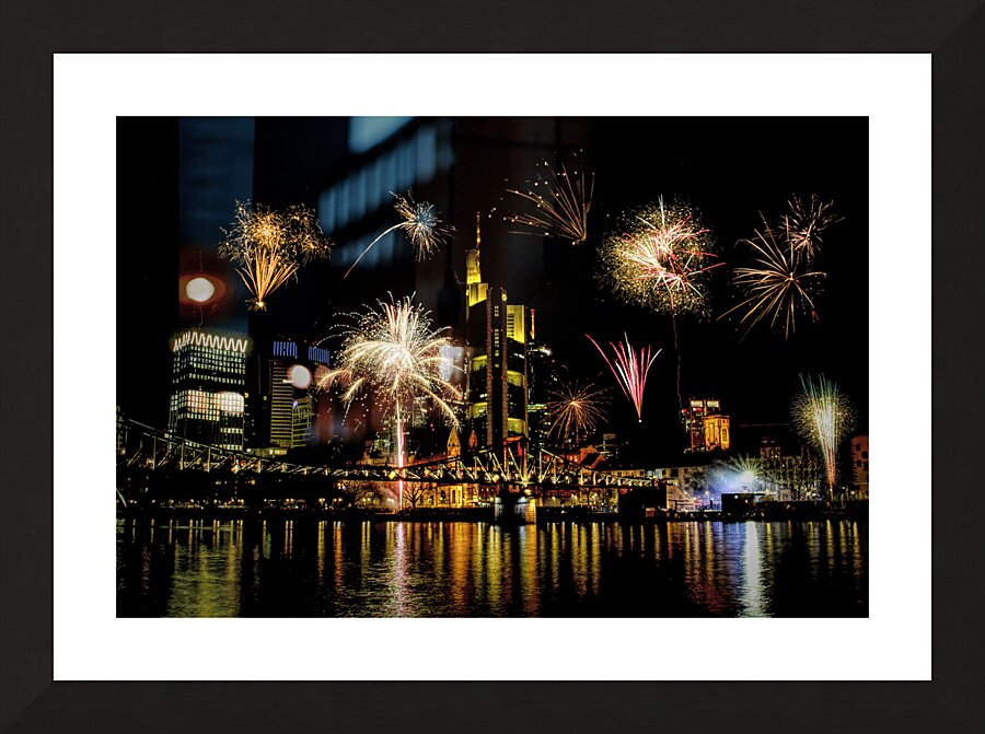 New Years in Frankfurt Fireworks Picture Frame print