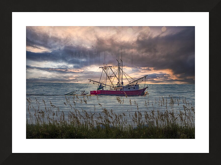 Hilton Head Shrimper Sunrise Picture Frame print