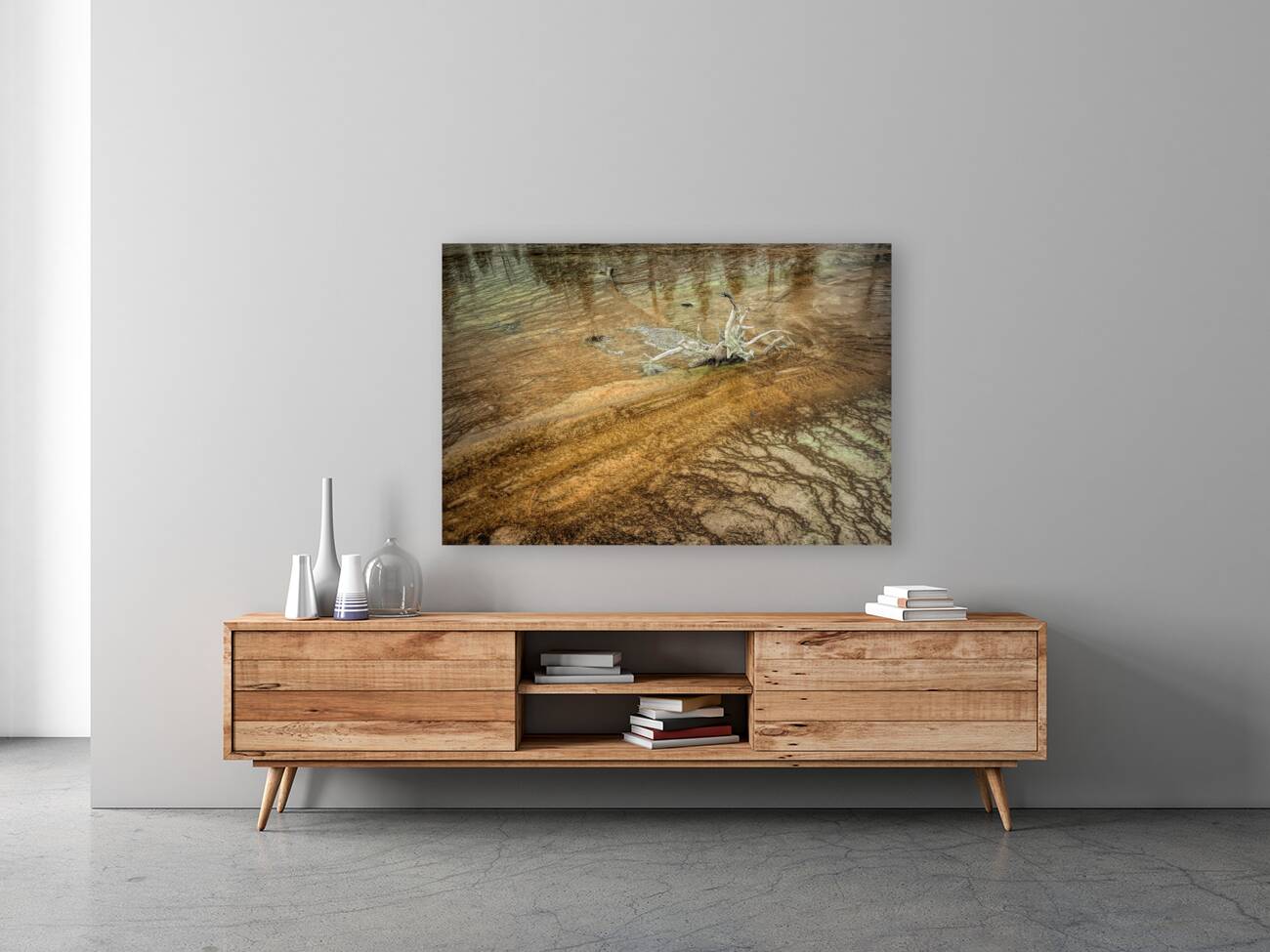 Yellowstone  Hot Springs Pool Tree Left Behind Reproduction