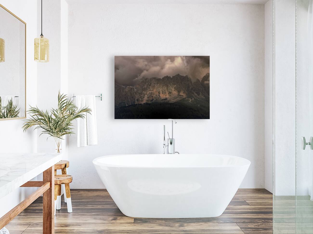 Dolomite Sella Pass in the Fog Reproduction