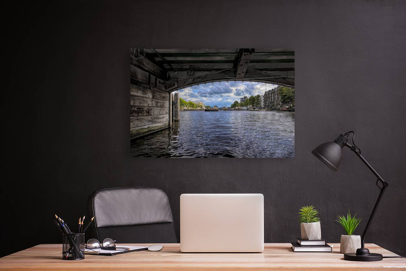 Amsterdam Bridge Framing Canal Reproduction