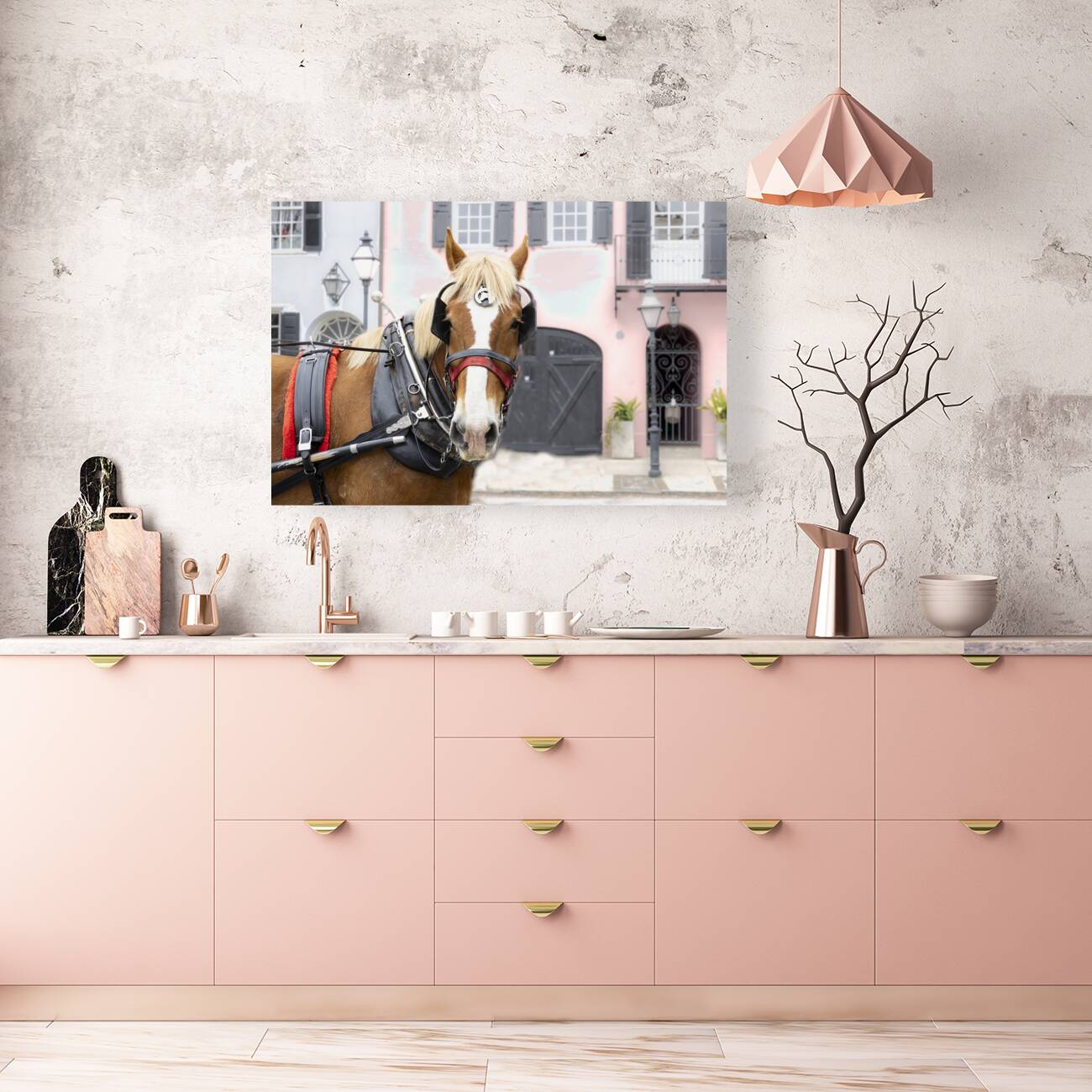 Charleston Rainbow Row Carriage and  Horse  Reproduction