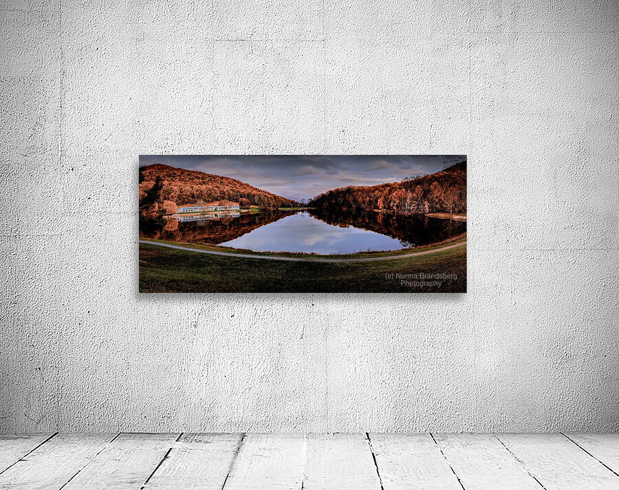 Peaks of Otter Lake Panorama in Autumn Wall Preview