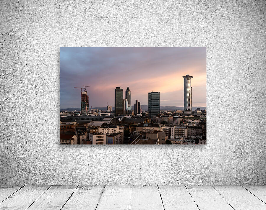 Frankfurt Skyline Skyscraper Sunset Wall Preview