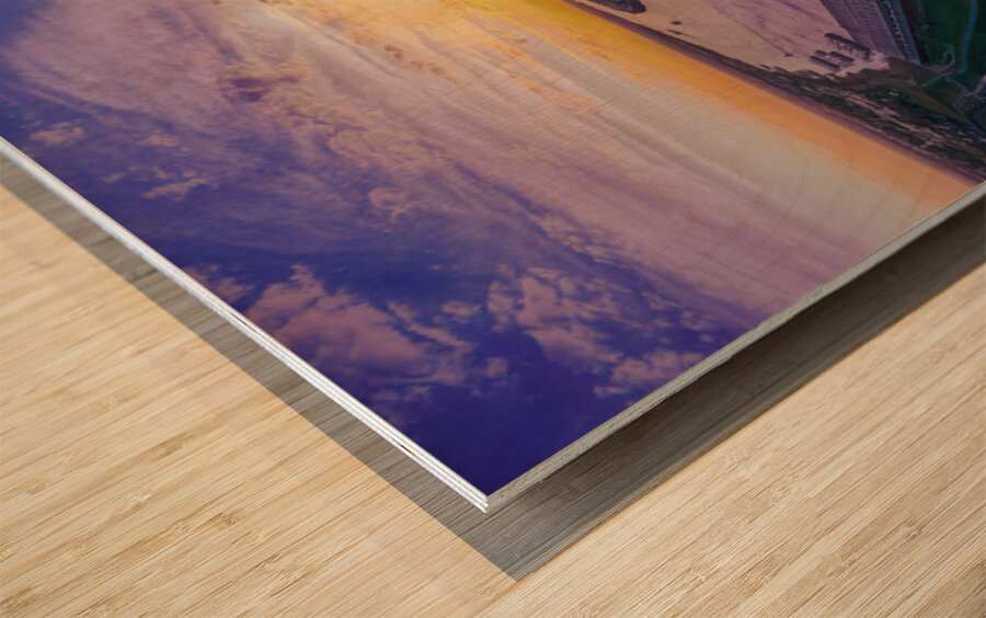 New Orleans Aerial Sunset Skyline Wood print