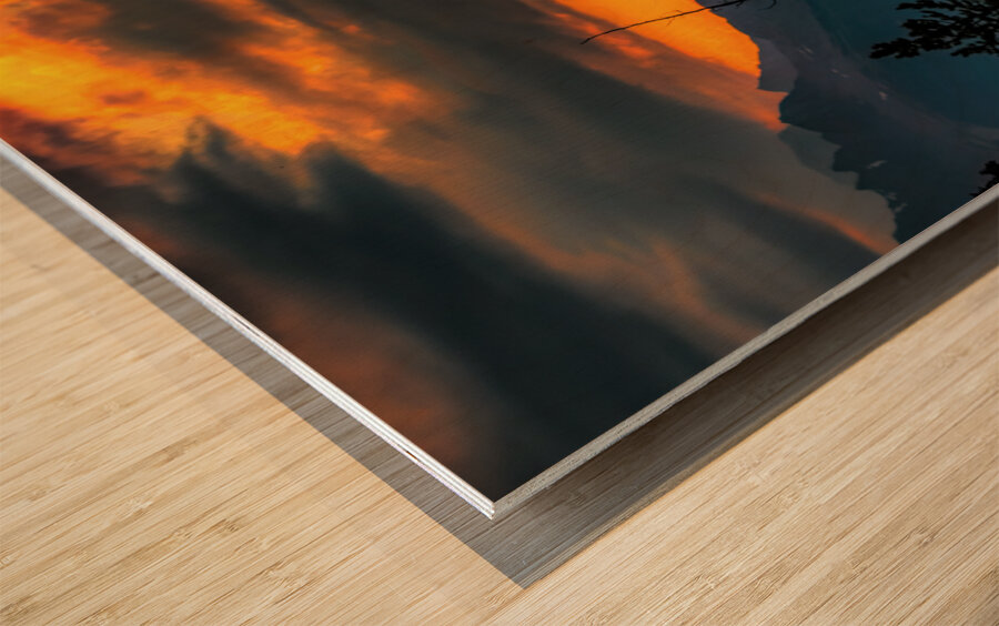 Icefields Parkway Sunset Silhouettes Wood print