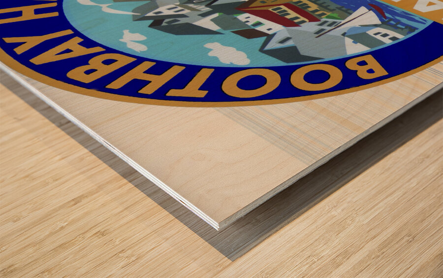 booth bay harbor fest sign Wood print