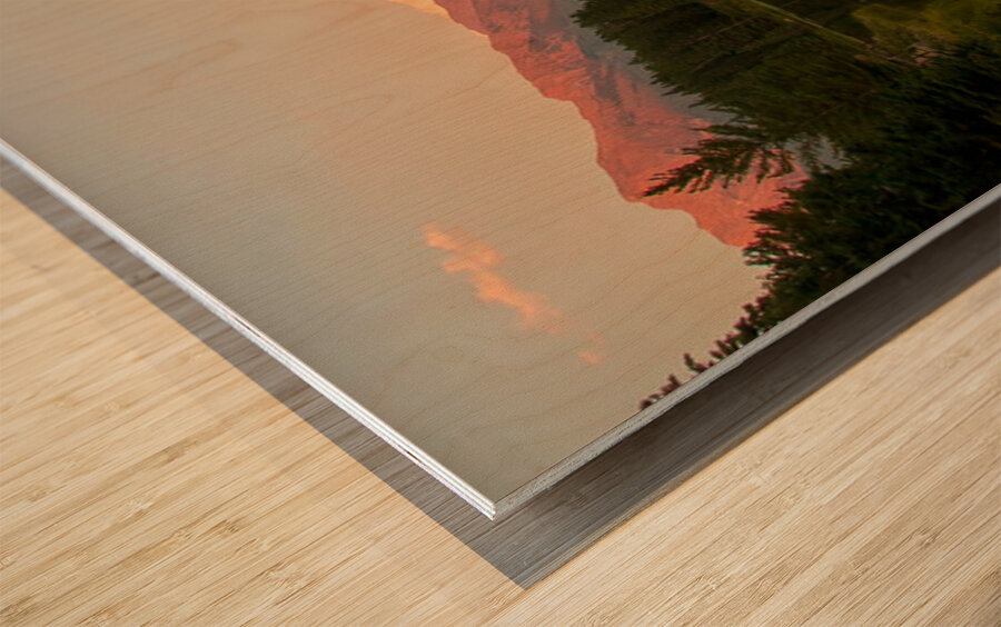 Banff Alberta Canada pond mountains Wood print