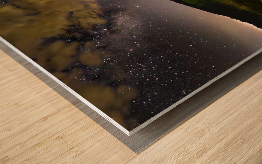 Peaks of Otter Milky Way Lake View Wood print