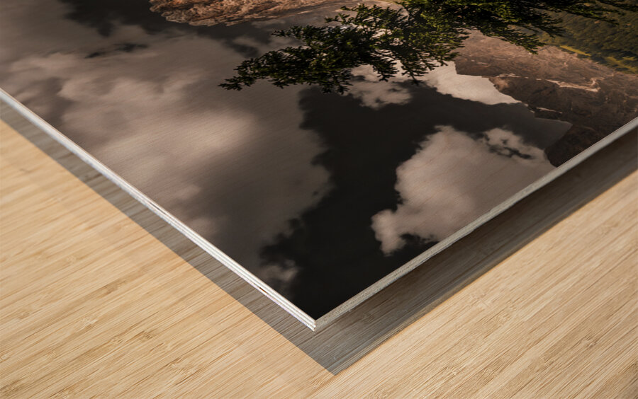 Italian Dolomite Val di Fassa Mountain Peaks at Night Wood print