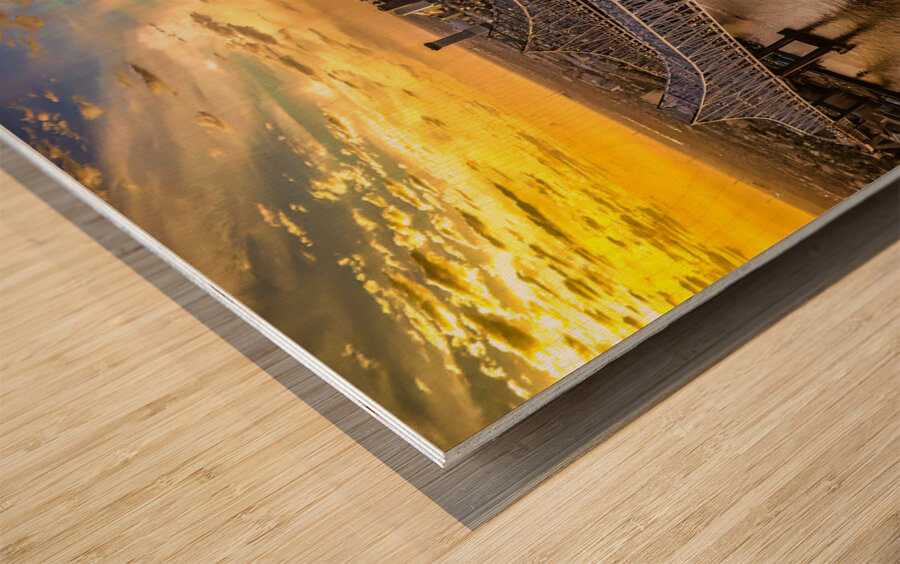 Aerial New Orleans Skyline Over Bridges Wood print