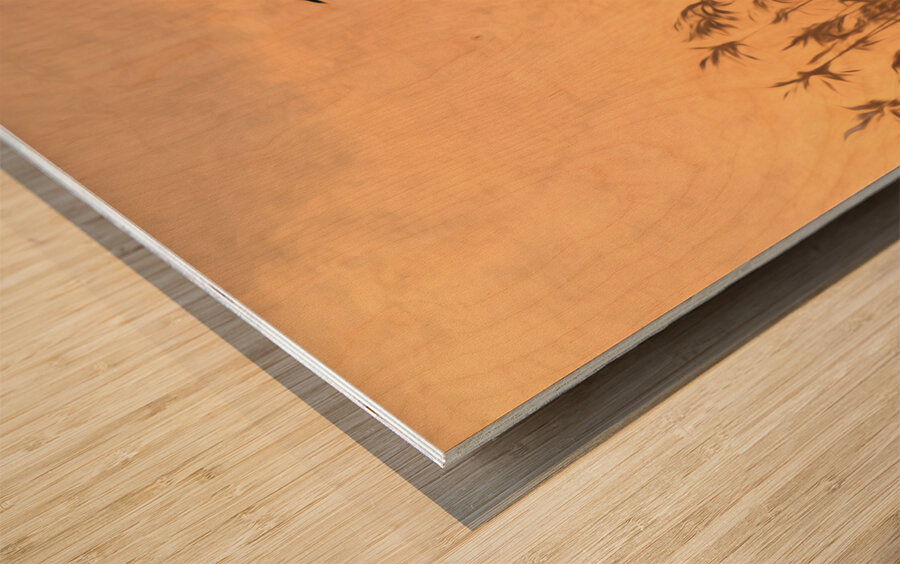 Lake Pontchartrain Seagulls Silhouette Perched on Piling Poles Wood print