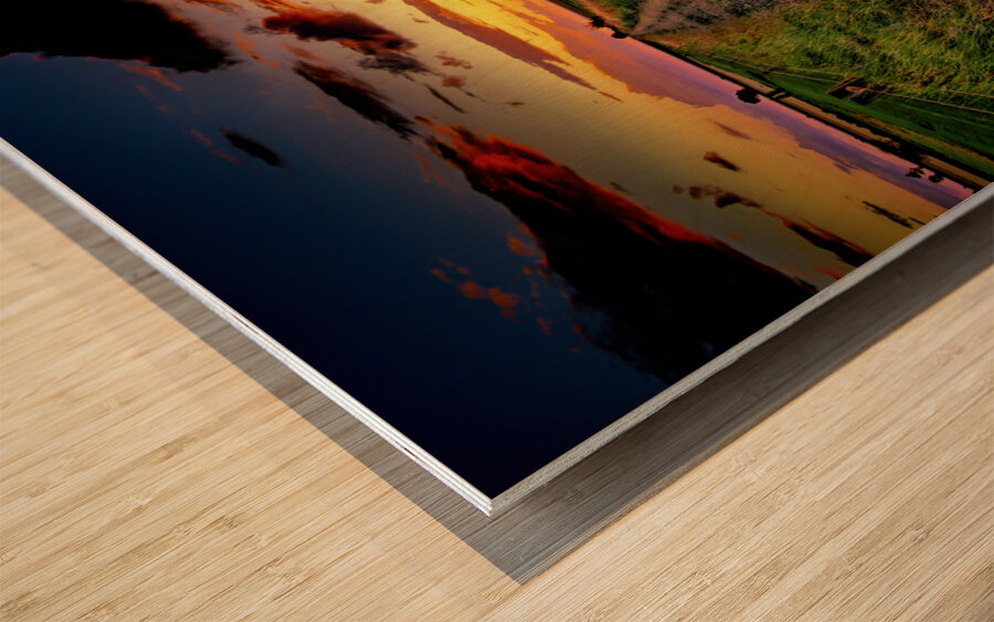 Mont Saint Michel Farm Field at Sunset Wood print