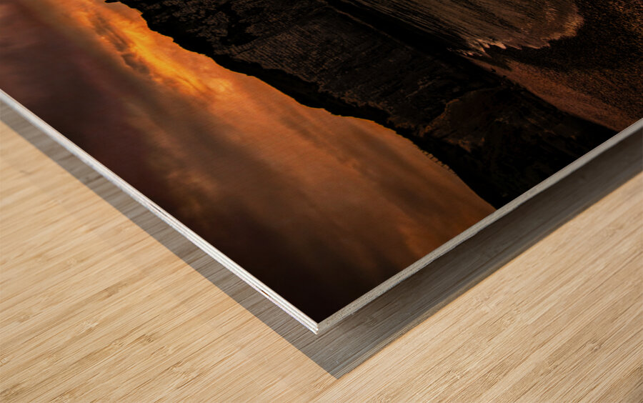 Etretat Cliff Sunset Wood print