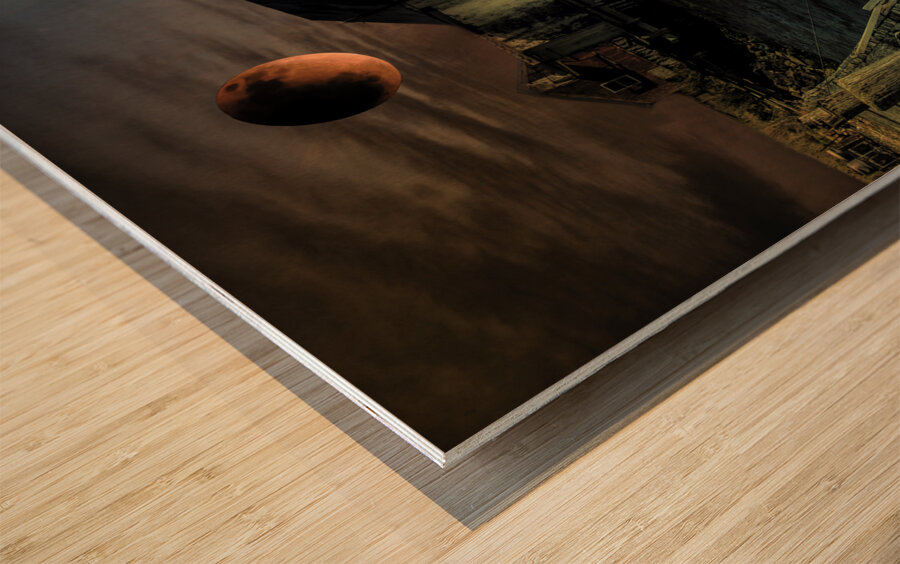 Delmarva Fishing Village at Night Wood print