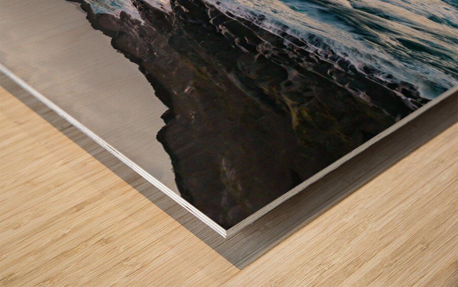 Lofoten Rocky Coastline and Storm Waves Wood print