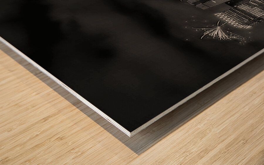 Frankfurt New Years in Black and White Wood print