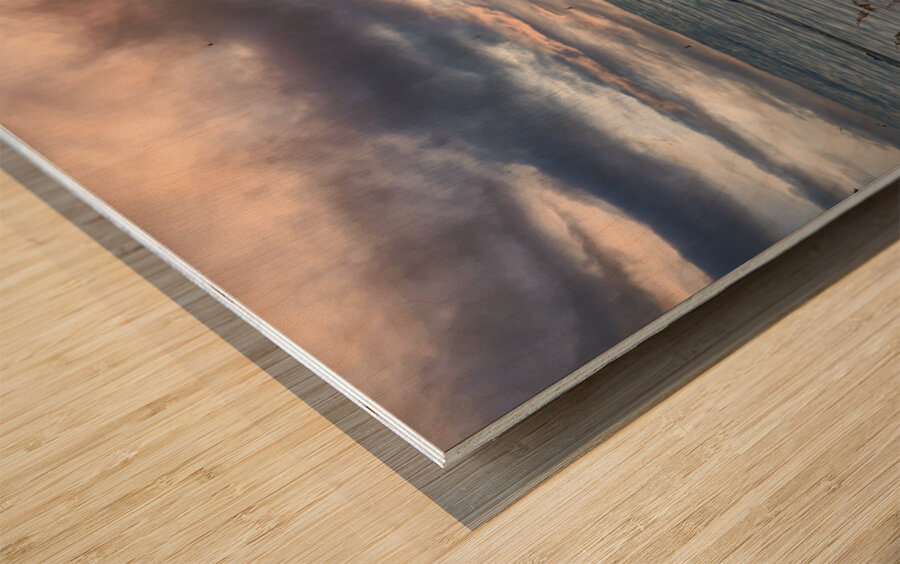 Hilton Head Shrimper Sunrise Wood print