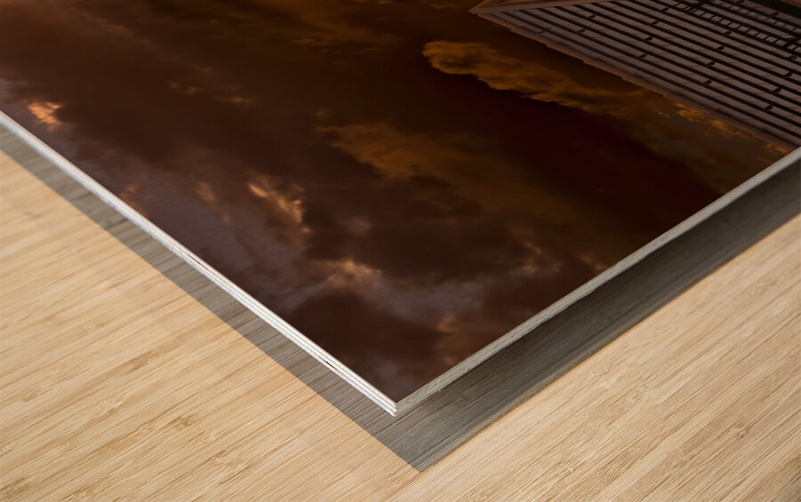 Sesto Sexten Sunset Sunbeams Wood print