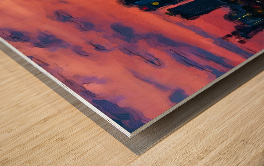 Frankfurt Germany Skyline Abstract Wood print