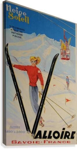 Original vintage poster ski Valloire Savoie France Neige Soleil Canvas Print