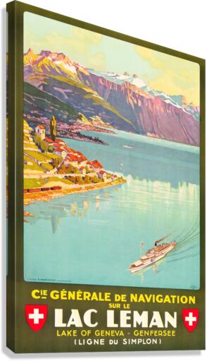 Lac Leman travel poster Canvas Print