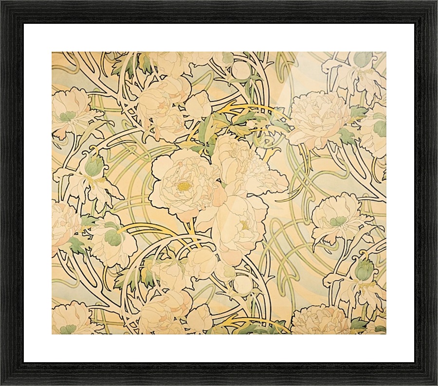 Alphonse Mucha - Peonies Picture Frame print