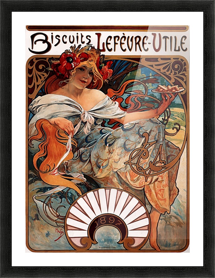 Buscuits Lefevre Utile by Alphonse Mucha Picture Frame print