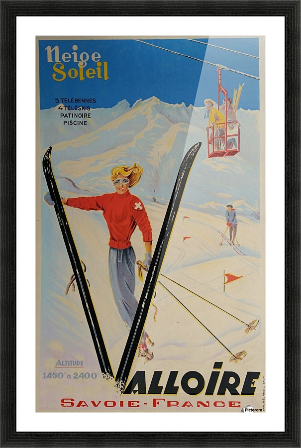 Original vintage poster ski Valloire Savoie France Neige Soleil Picture Frame print