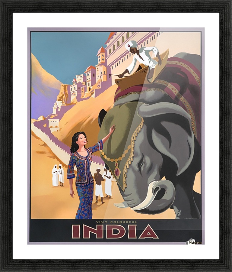 Visit Colorful India Vintage Travel Poster Picture Frame print