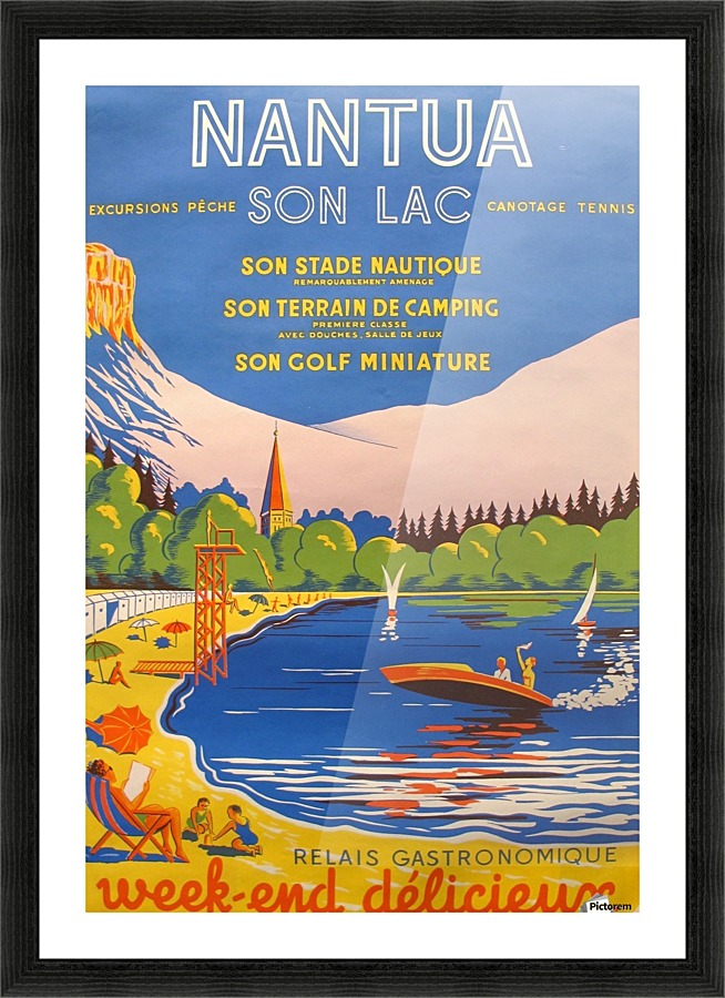 Vintage French Travel Poster for Nantua Picture Frame print