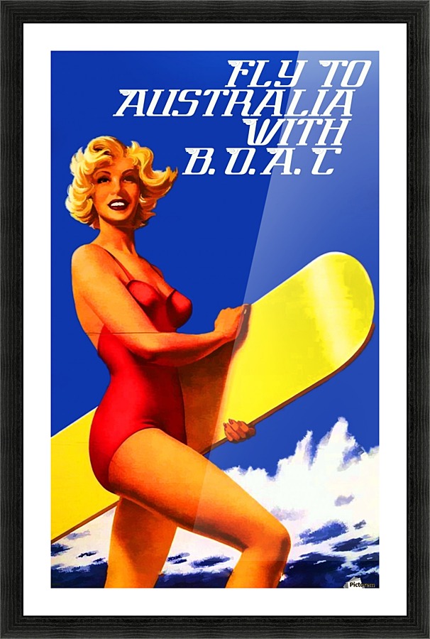 Fly to Australia travel poster Picture Frame print