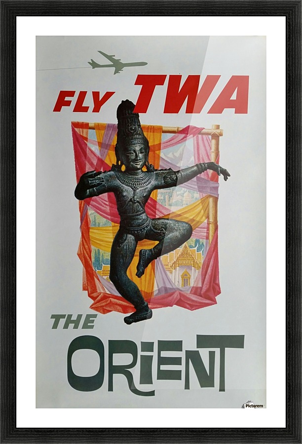 Original vintage poster Fly TWA The Orient Picture Frame print
