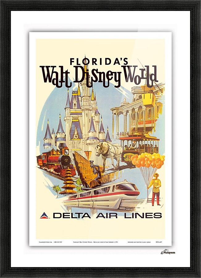 Florida Walt Disney World Delta Air Lines Poster Picture Frame print