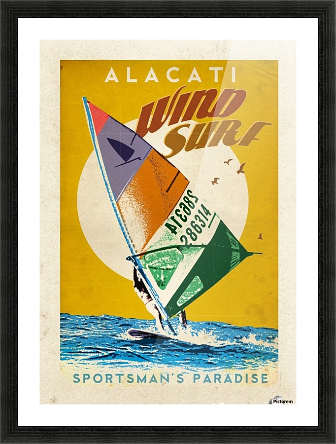 Alacati Wind Surf vintage travel poster Picture Frame print