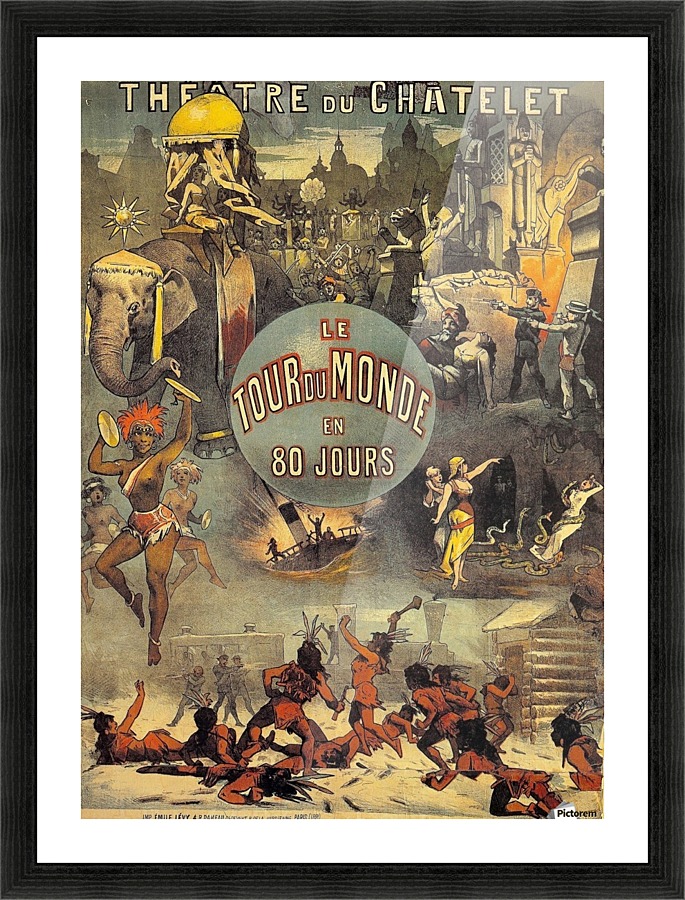 Le tour du monde en 80 jours vintage poster Picture Frame print