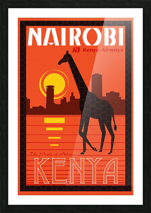 Nairobi The pride of Africa Kenya Airways travel poster Picture Frame print