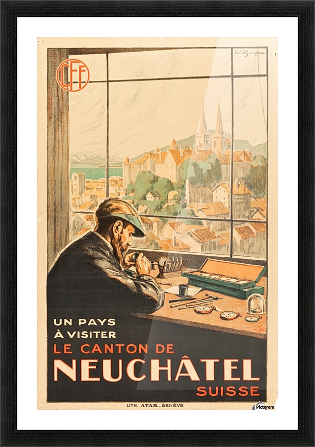 Le canton de Neuchatel Suisse Picture Frame print