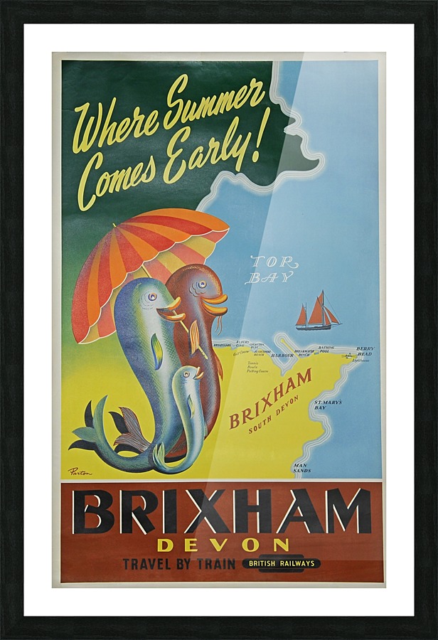 British Railways Brixham Devon Impression et Cadre photo
