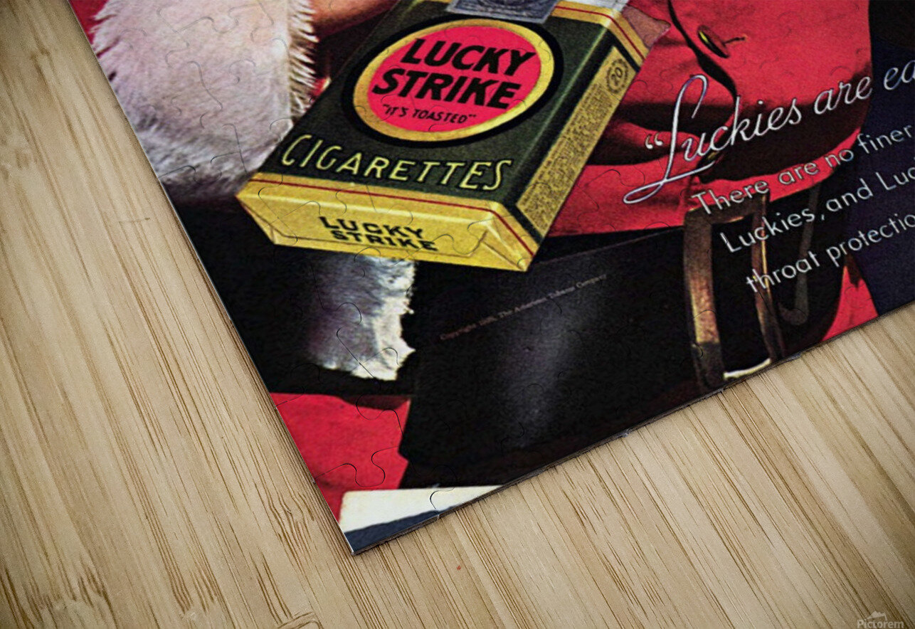 Lucky Strike Santa, 1937 Vintage Cigarette Advertising Poster by
