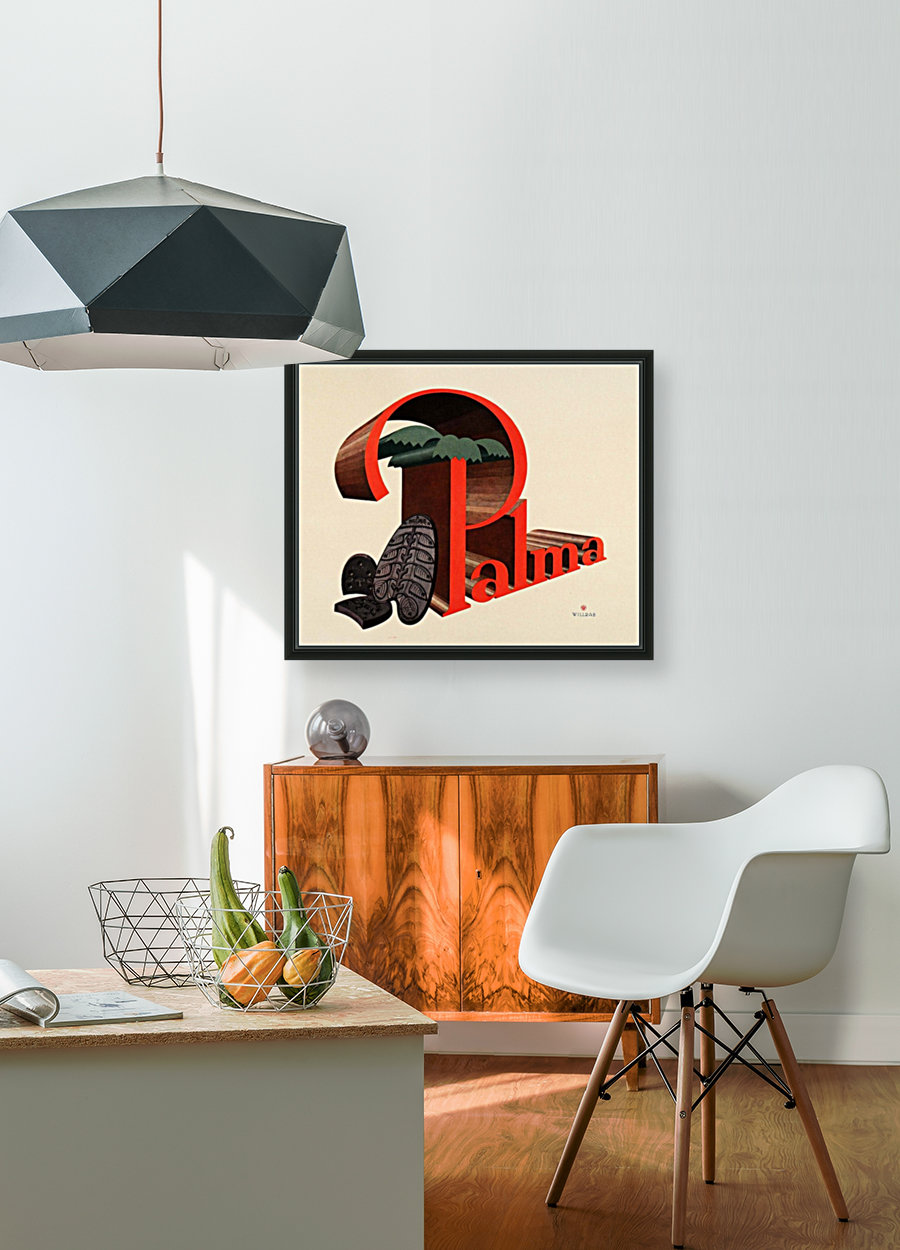 1931 Willrab Vintage Color Mini Poster Ad Palma Rubber Heels Shoes Palm Tree Reproduction