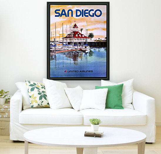 United Airlines San Diego travel poster Reproduction