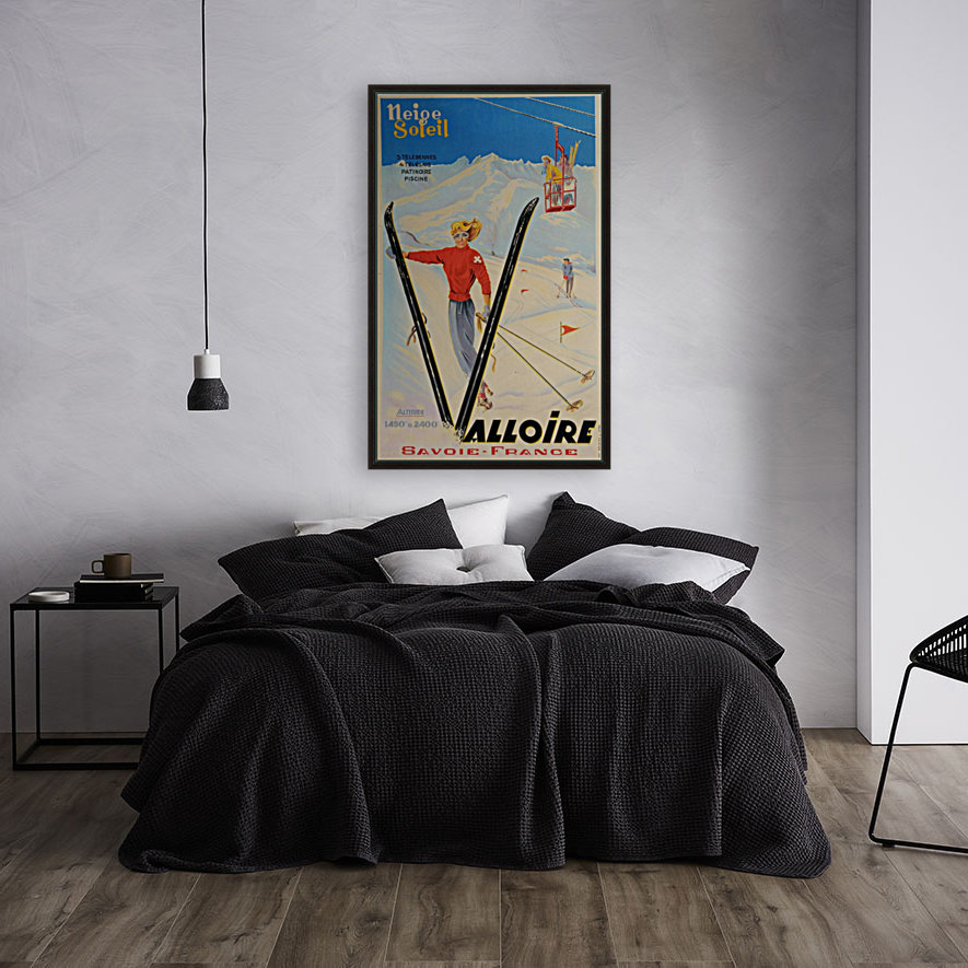 Original vintage poster ski Valloire Savoie France Neige Soleil Reproduction