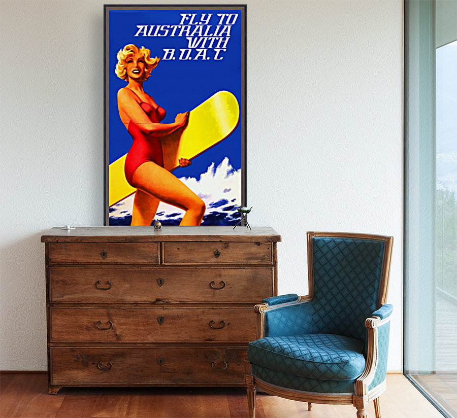 Fly to Australia travel poster Reproduction