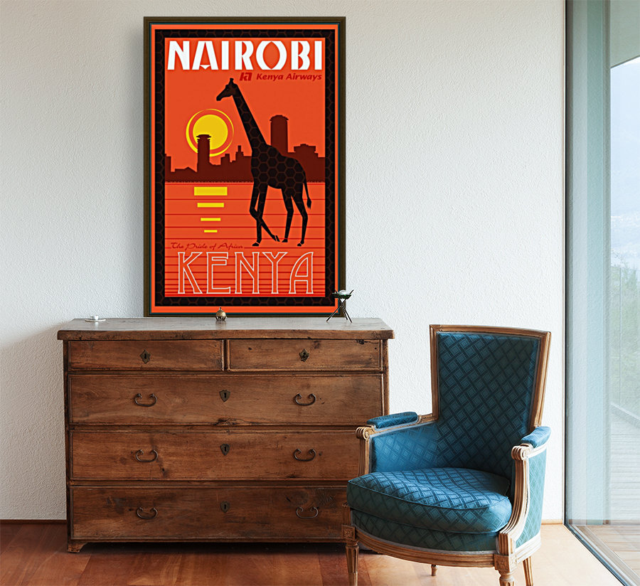 Nairobi The pride of Africa Kenya Airways travel poster Reproduction