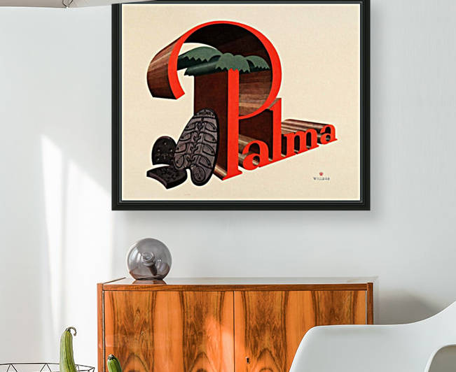 1931 Willrab Vintage Color Mini Poster Ad Palma Rubber Heels Shoes Palm Tree Reproduction