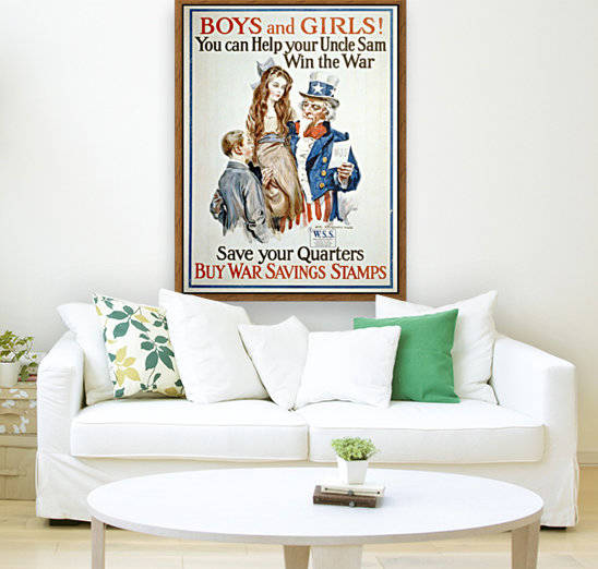 Boys and girls helping Uncle Sam by VINTAGE POSTER