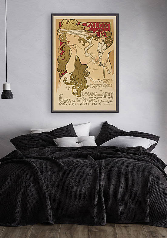 Salon des Cent Alphonse Mucha Art Nouveau Vintage Poster by VINTAGE POSTER